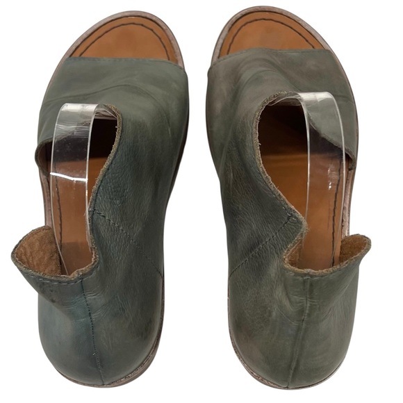 Free People Mont Blanc Gray Blue Leather Open Side Flat Boho Sandals Women’s 39 - Picture 9 of 15